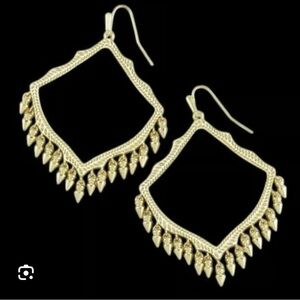 NEW Kendra Scott LACEY open diamond fringe point Gold Earrings Moroccan